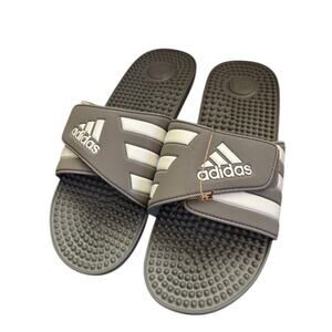 NIB Men's Adidas Adissage Slide Sandals Dark Gray White Size 17